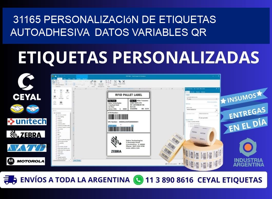 31165 Personalización de etiquetas autoadhesiva  datos variables QR