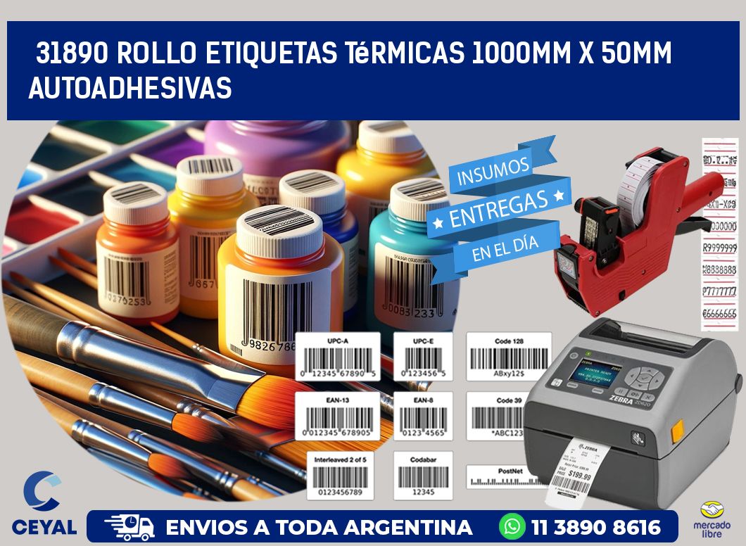 31890 Rollo Etiquetas Térmicas 1000mm X 50mm Autoadhesivas