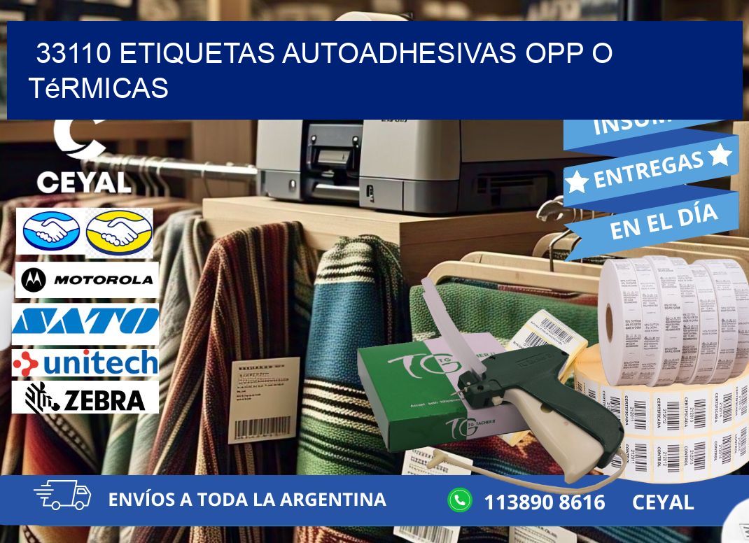 33110 etiquetas autoadhesivas opp o térmicas