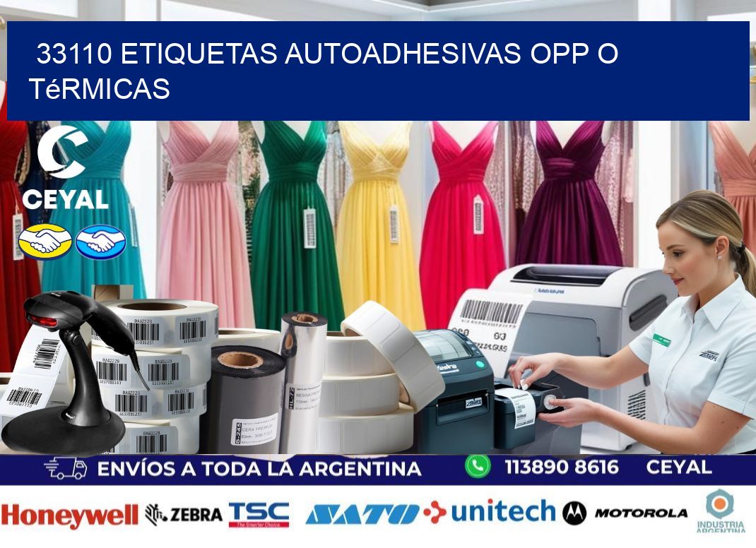 33110 etiquetas autoadhesivas opp o térmicas