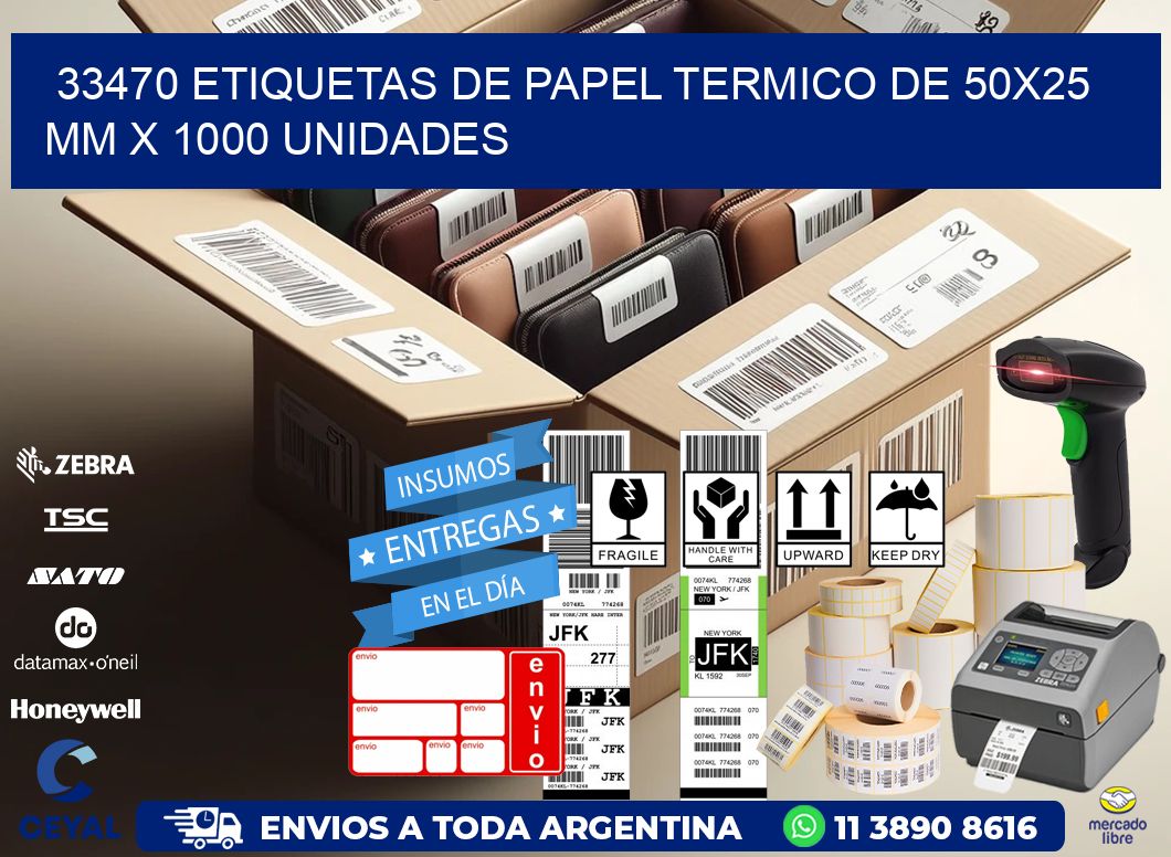 33470 Etiquetas De Papel Termico De 50x25 Mm X 1000 Unidades