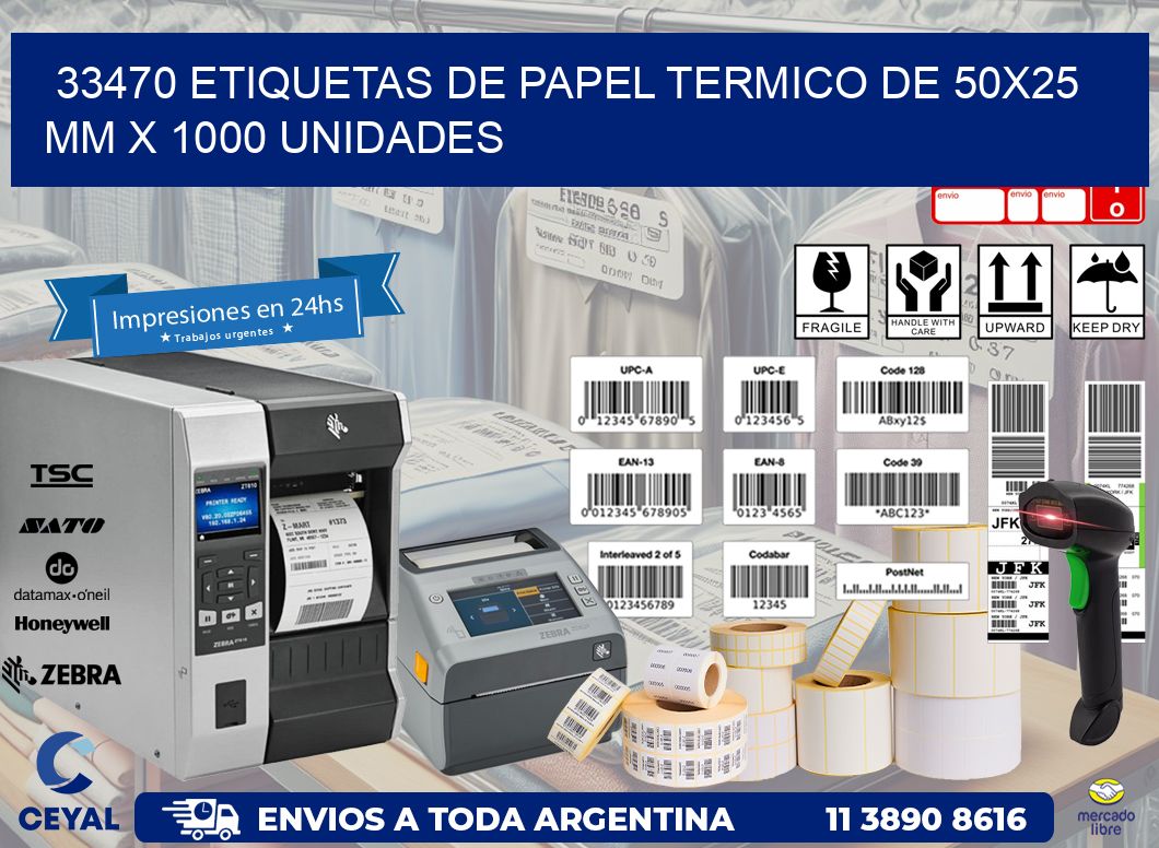 33470 Etiquetas De Papel Termico De 50x25 Mm X 1000 Unidades