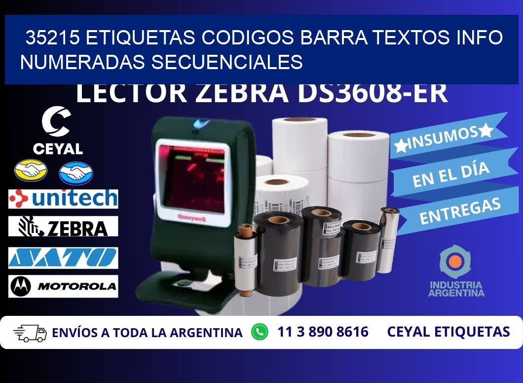 35215 Etiquetas Codigos Barra Textos Info Numeradas Secuenciales
