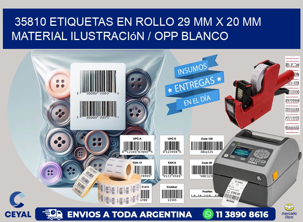 35810 Etiquetas en rollo 29 mm x 20 mm material Ilustración / OPP Blanco