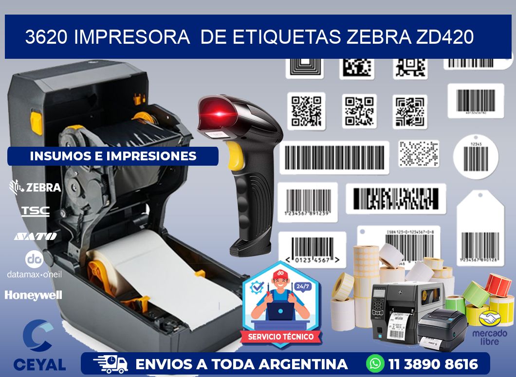 3620 impresora de etiquetas Zebra ZD420