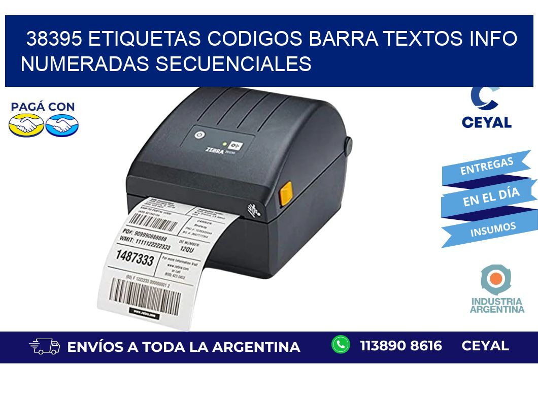 38395 Etiquetas Codigos Barra Textos Info Numeradas Secuenciales