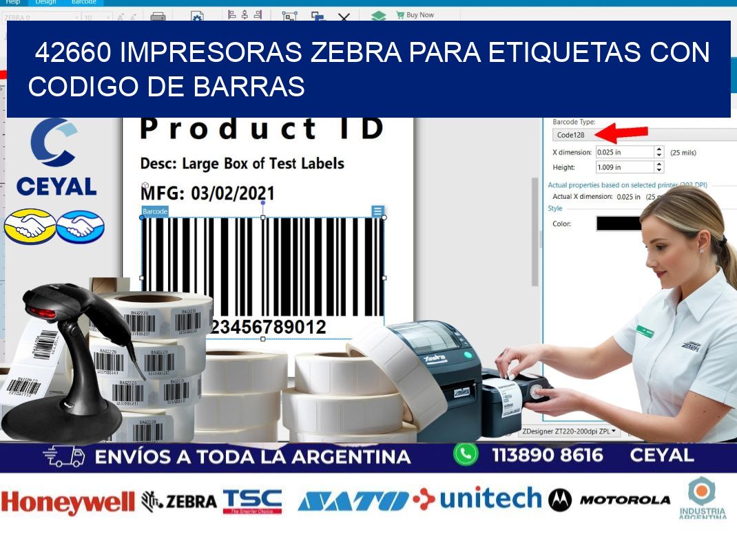 42660 impresoras zebra para etiquetas con codigo de barras