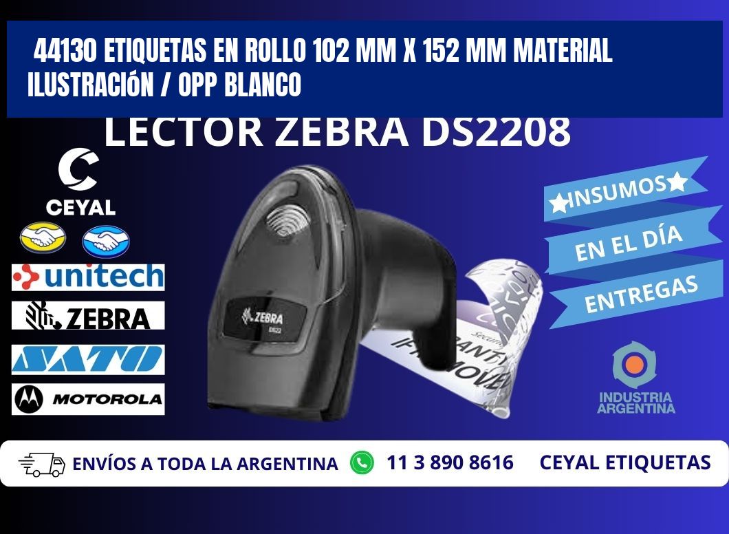 44130 Etiquetas en rollo 102 mm x 152 mm material Ilustración / OPP Blanco