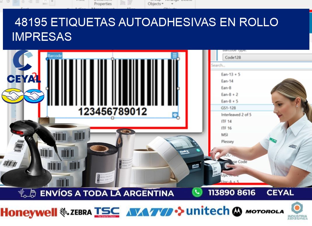 48195 Etiquetas autoadhesivas en rollo impresas
