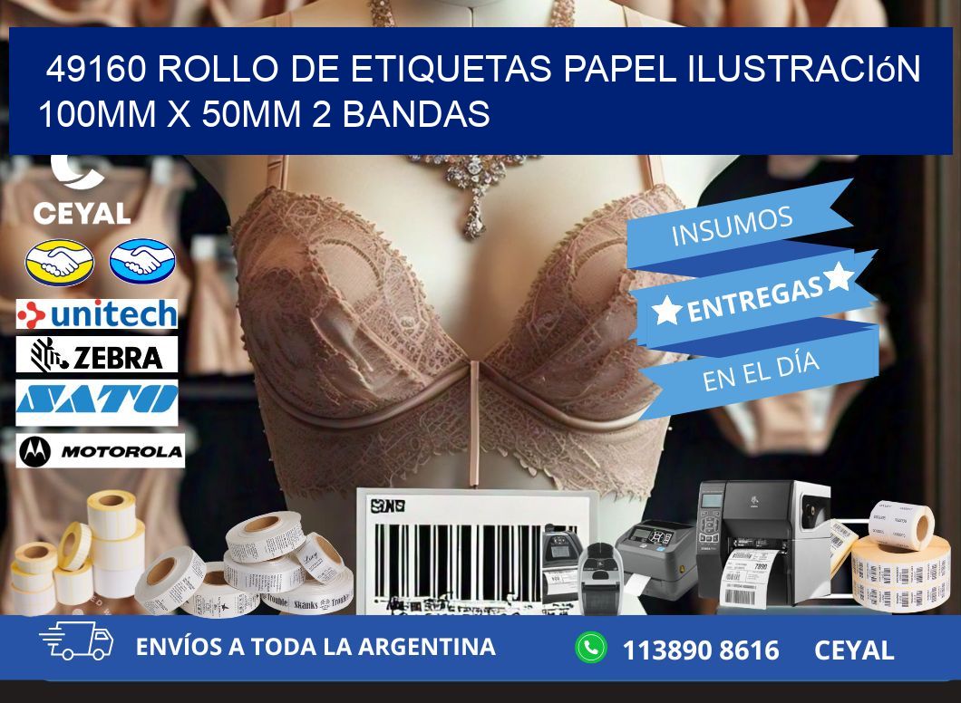 49160 Rollo de Etiquetas Papel Ilustración 100mm x 50mm 2 Bandas