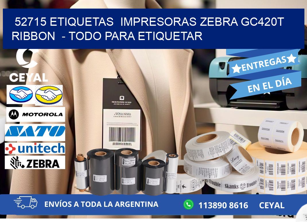 52715 etiquetas  impresoras zebra gc420t ribbon  - Todo para Etiquetar