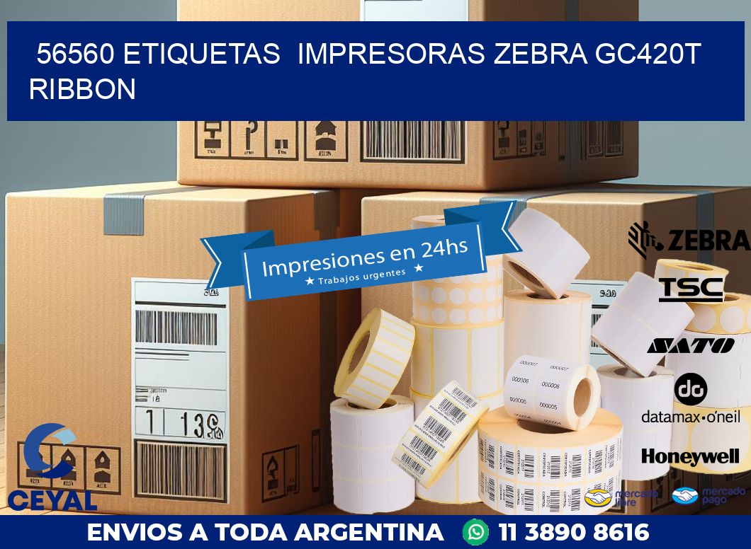 56560 etiquetas  impresoras zebra gc420t ribbon