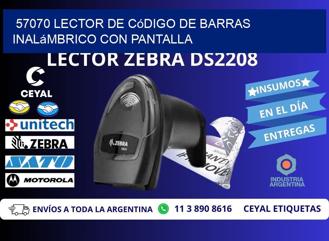 57070 Lector de código de barras inalámbrico con Pantalla