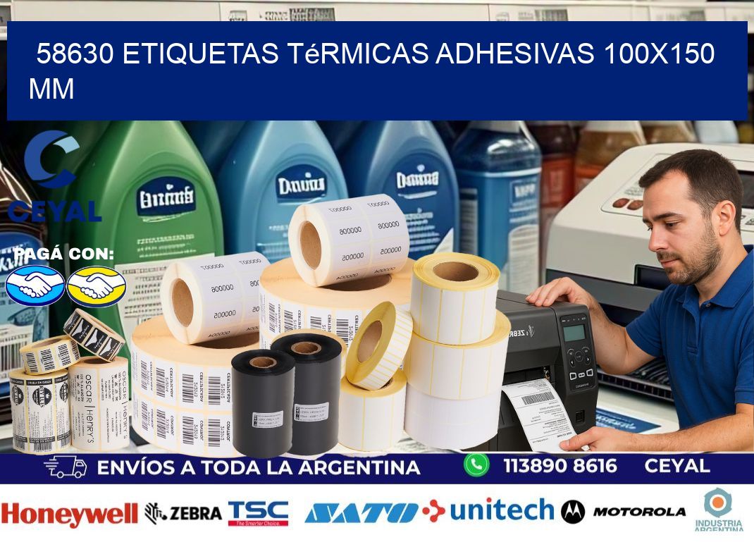 58630 etiquetas térmicas adhesivas 100x150 mm