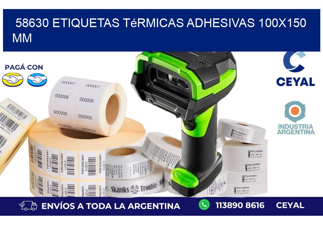 58630 etiquetas térmicas adhesivas 100x150 mm