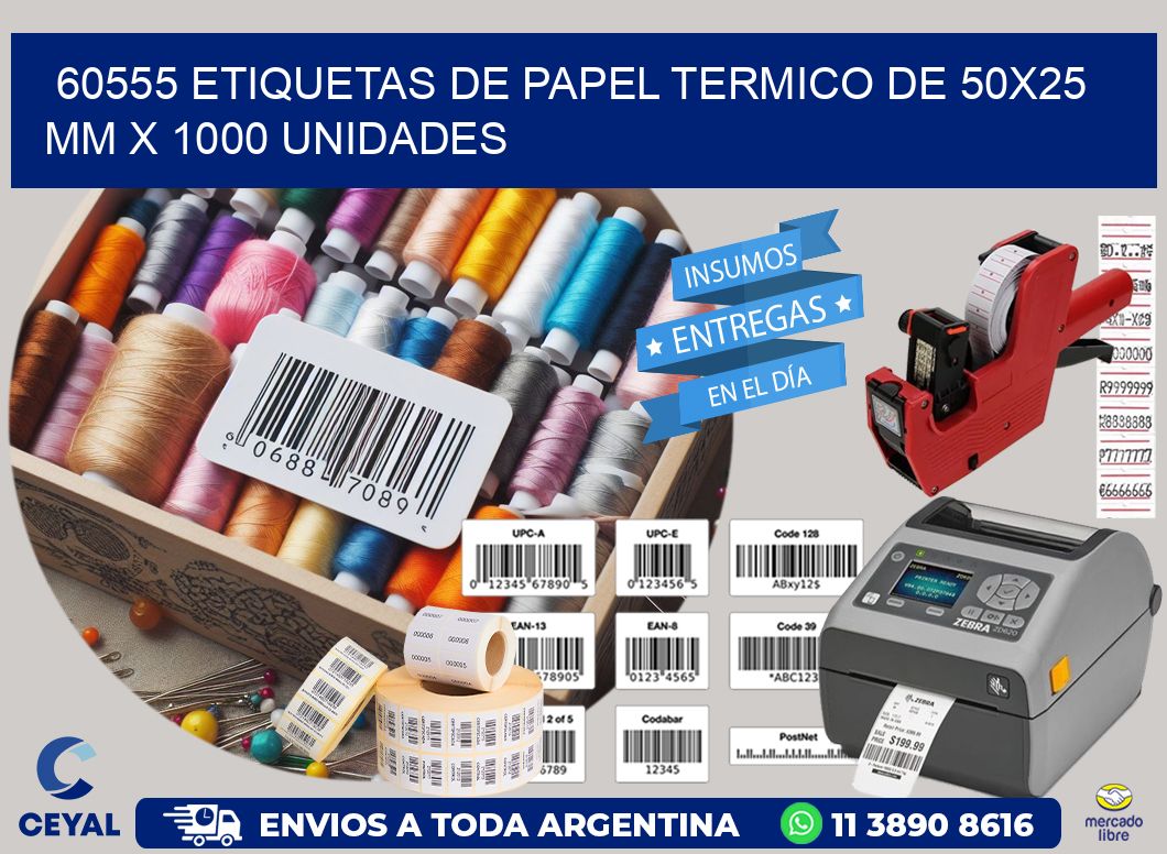 60555 Etiquetas De Papel Termico De 50x25 Mm X 1000 Unidades