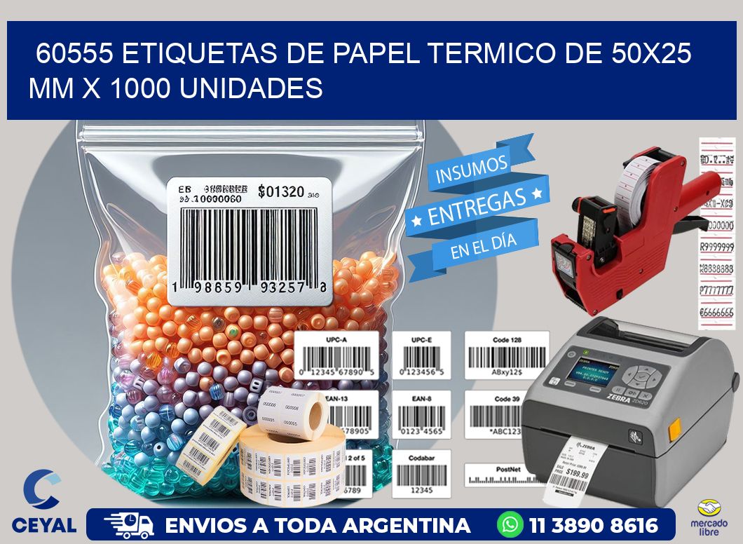 60555 Etiquetas De Papel Termico De 50×25 Mm X 1000 Unidades