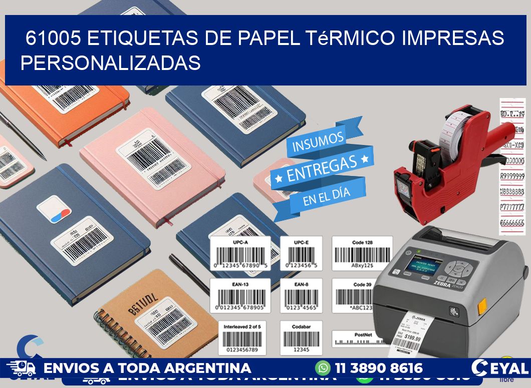 61005 Etiquetas de papel térmico impresas personalizadas