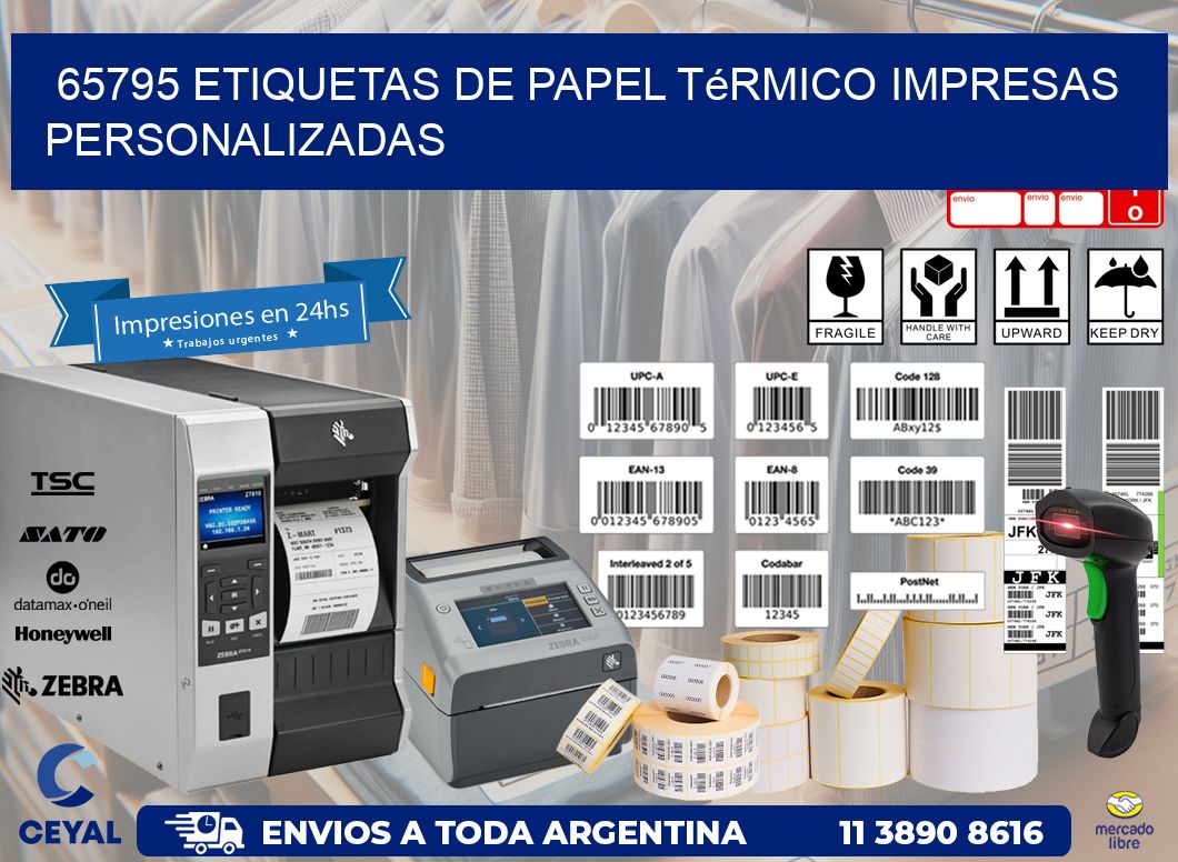 65795 Etiquetas de papel térmico impresas personalizadas
