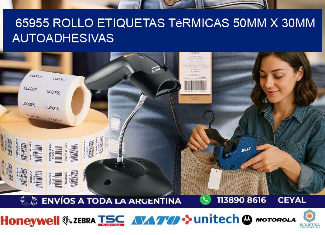 65955 Rollo Etiquetas Térmicas 50mm X 30mm Autoadhesivas