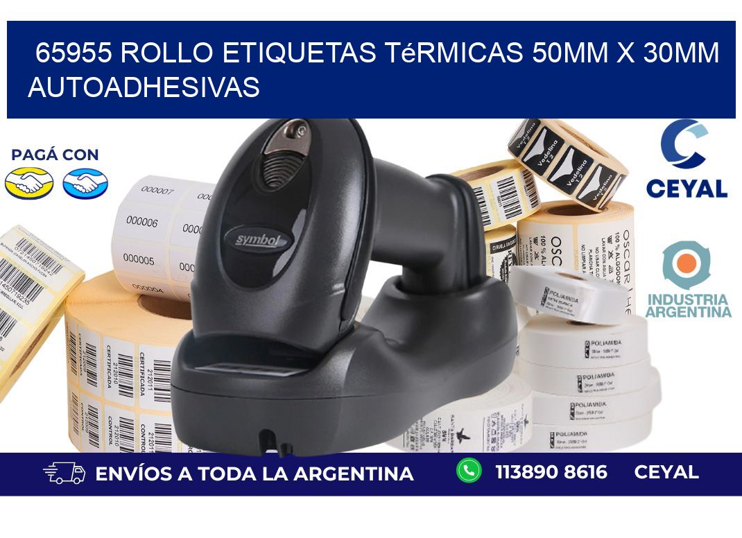 65955 Rollo Etiquetas Térmicas 50mm X 30mm Autoadhesivas