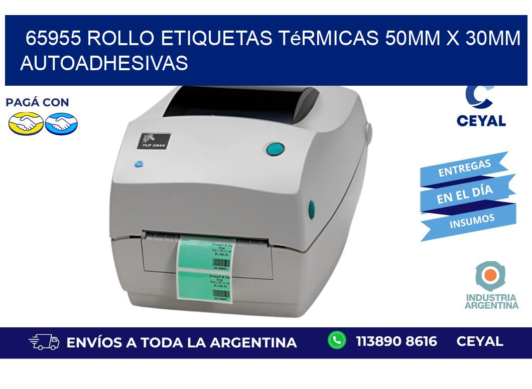65955 Rollo Etiquetas Térmicas 50mm X 30mm Autoadhesivas