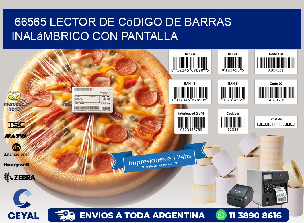 66565 Lector de código de barras inalámbrico con Pantalla
