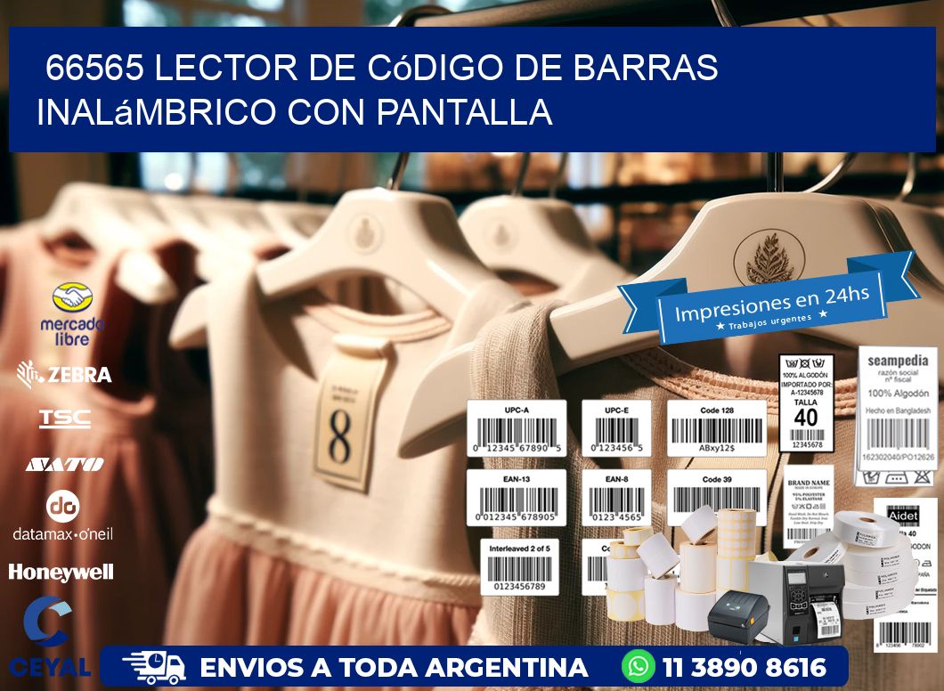 66565 Lector de código de barras inalámbrico con Pantalla