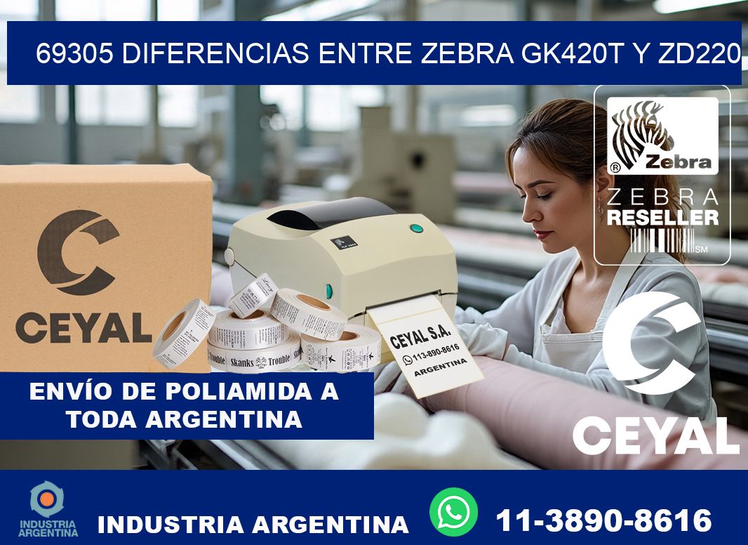 69305 diferencias entre zebra gk420t y zd220