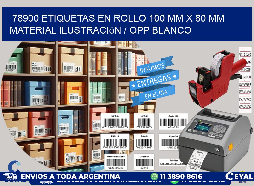 78900 Etiquetas en rollo 100 mm x 80 mm material Ilustración / OPP Blanco