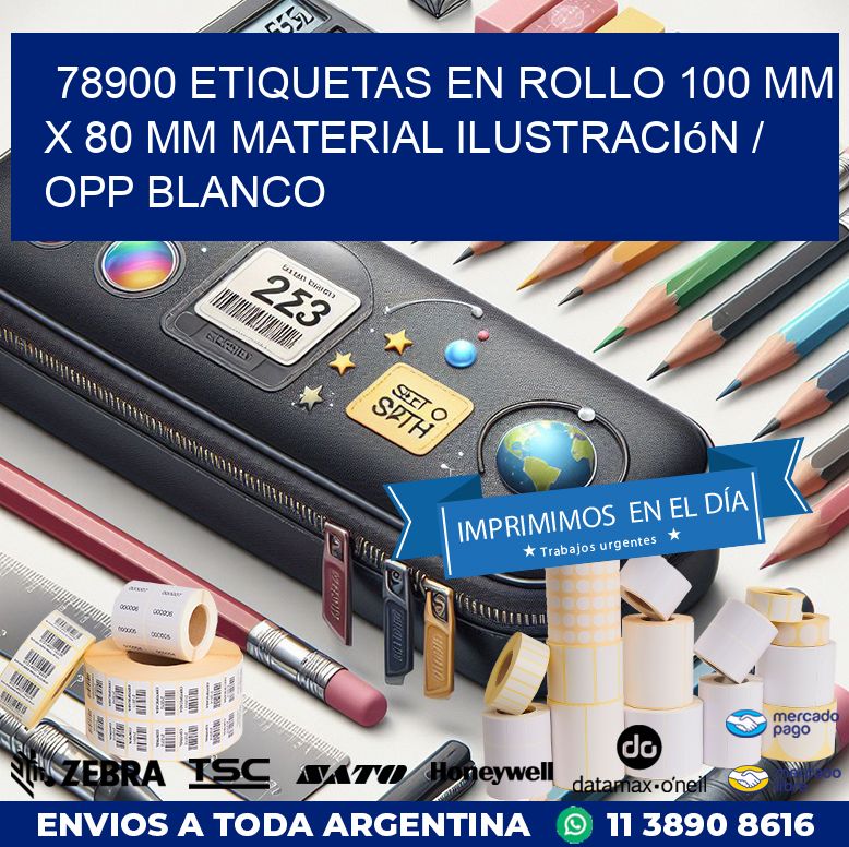 78900 Etiquetas en rollo 100 mm x 80 mm material Ilustración / OPP Blanco
