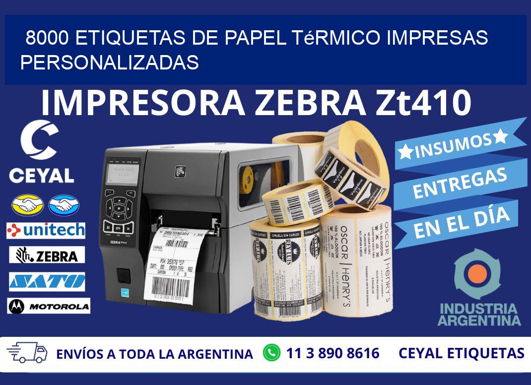 8000 Etiquetas de papel térmico impresas personalizadas