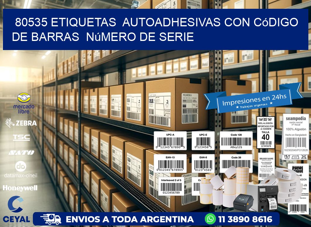 80535 etiquetas  autoadhesivas con código de barras  número de serie