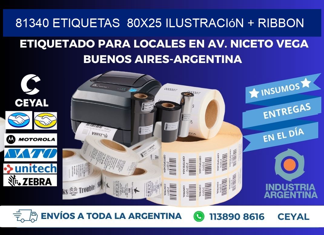81340 etiquetas  80x25 ilustración + ribbon