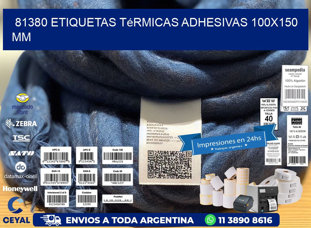 81380 etiquetas térmicas adhesivas 100x150 mm