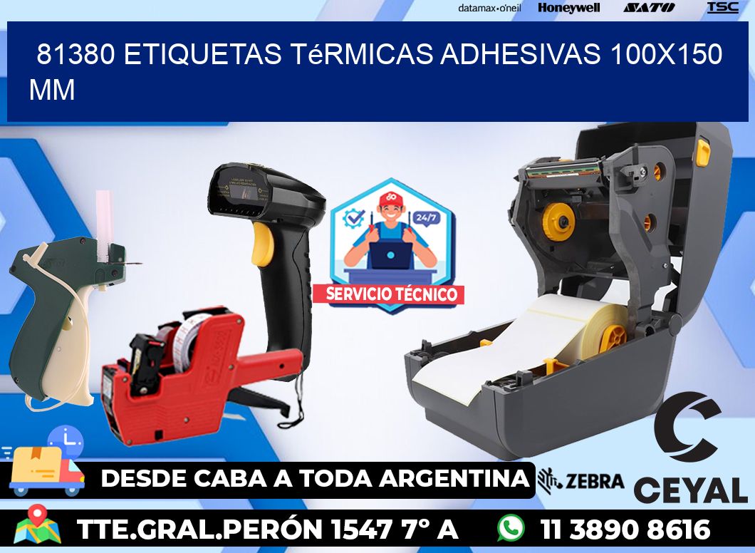 81380 etiquetas térmicas adhesivas 100x150 mm