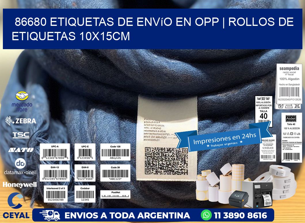86680 Etiquetas de envío en opp | Rollos De Etiquetas 10x15CM