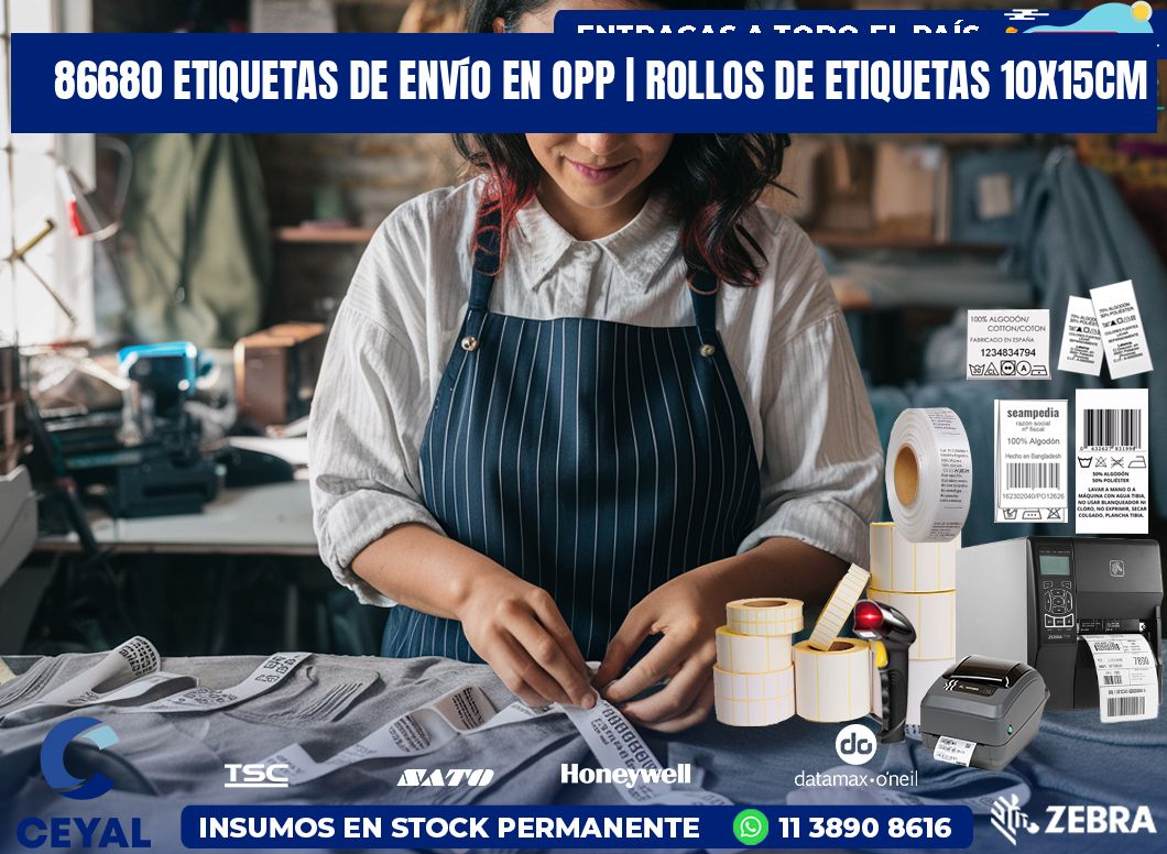 86680 Etiquetas de envío en opp | Rollos De Etiquetas 10x15CM
