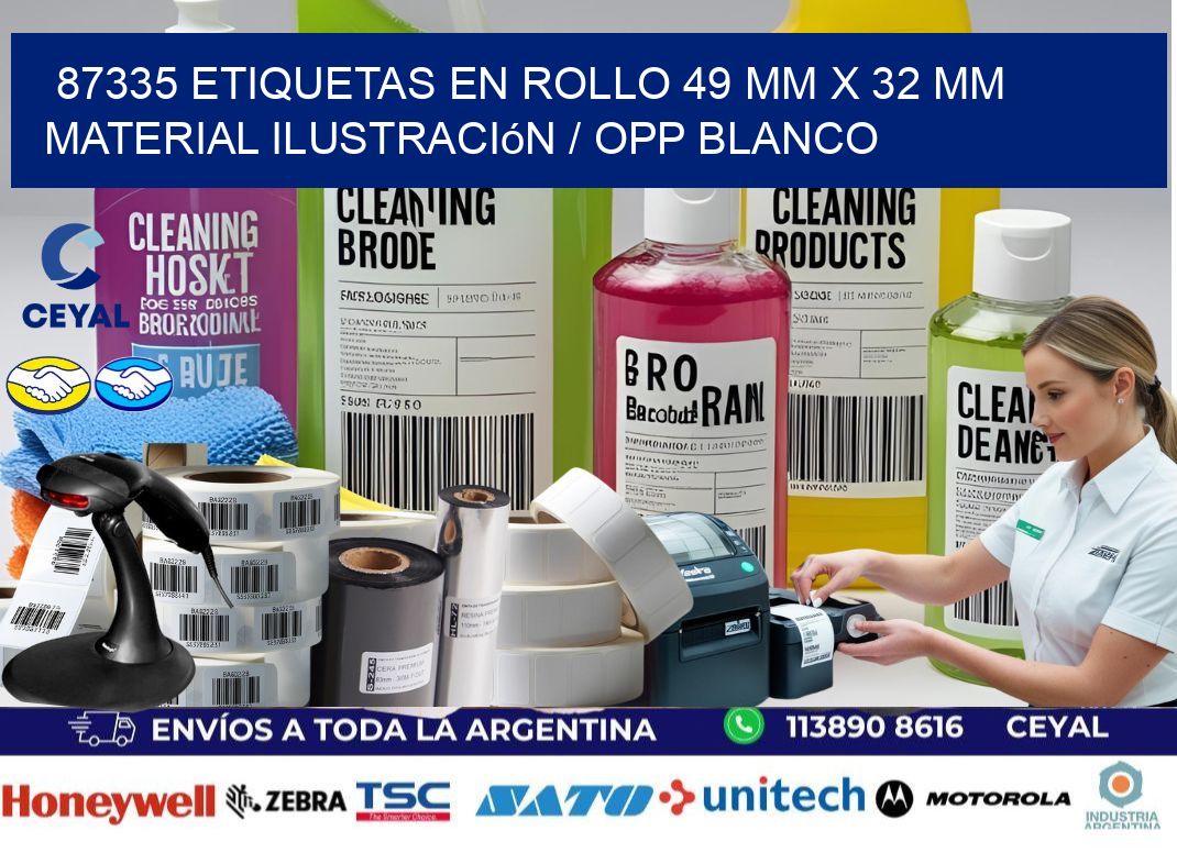87335 Etiquetas en rollo 49 mm x 32 mm material Ilustración / OPP Blanco