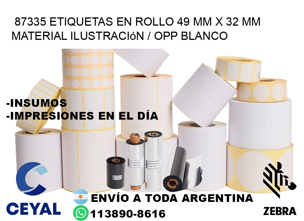 87335 Etiquetas en rollo 49 mm x 32 mm material Ilustración / OPP Blanco