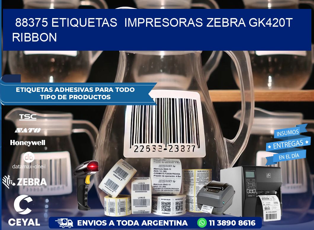 88375 Etiquetas  impresoras zebra gk420t ribbon