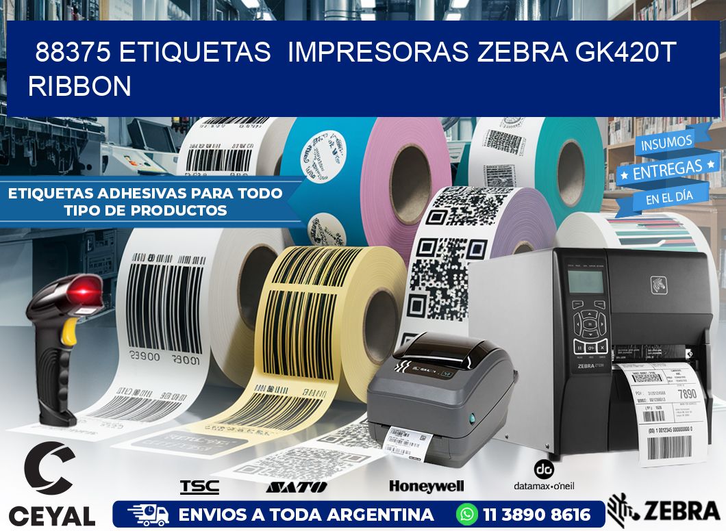 88375 Etiquetas  impresoras zebra gk420t ribbon