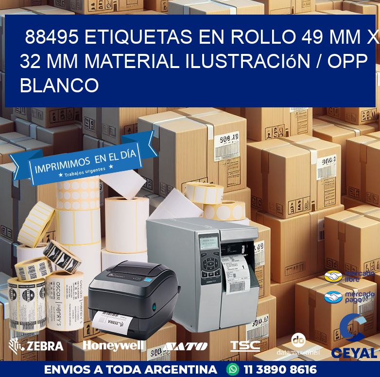88495 Etiquetas en rollo 49 mm x 32 mm material Ilustración / OPP Blanco
