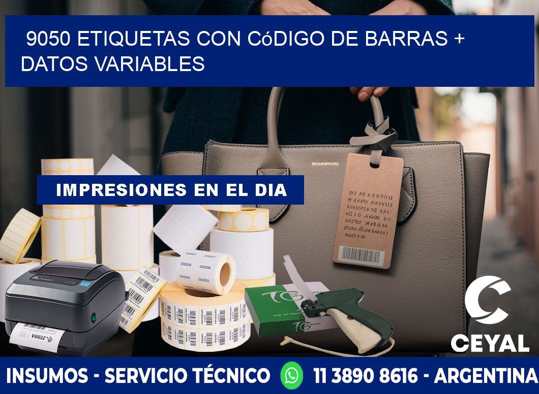 9050 etiquetas con código de barras + datos variables