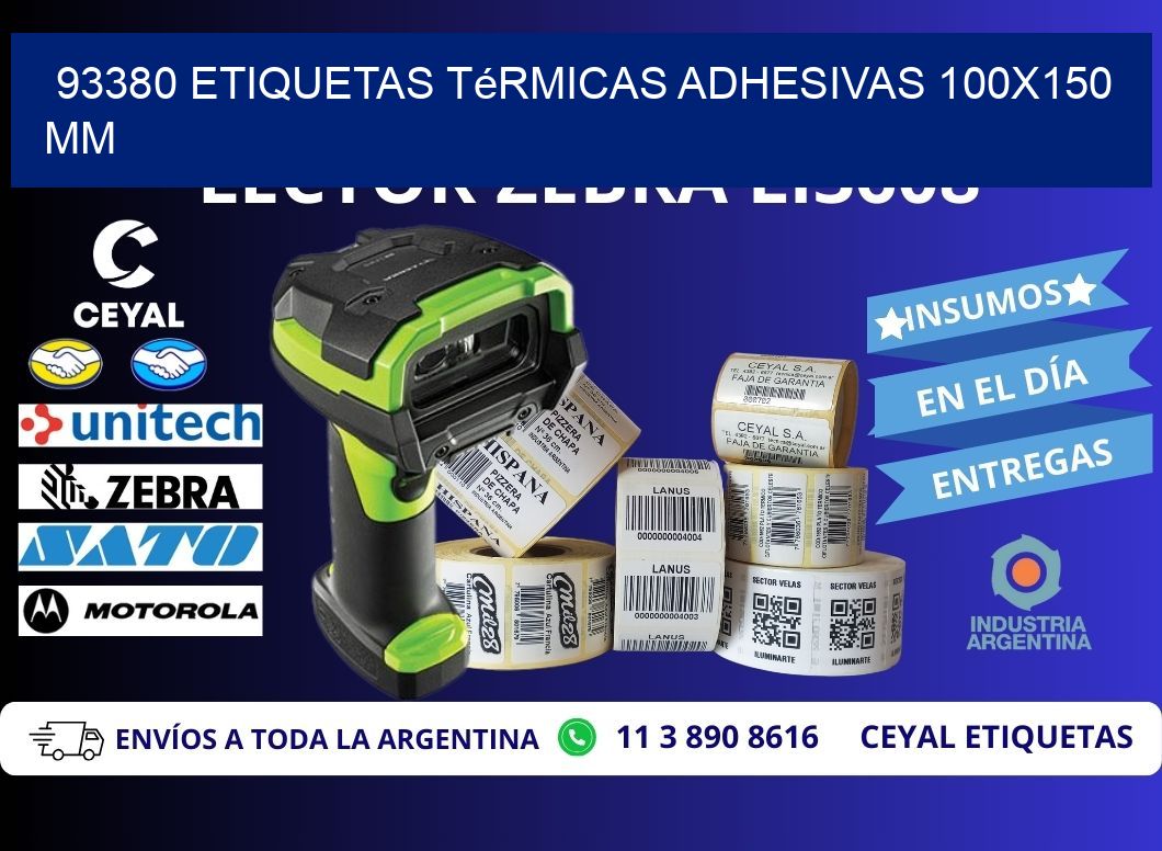 93380 etiquetas térmicas adhesivas 100x150 mm