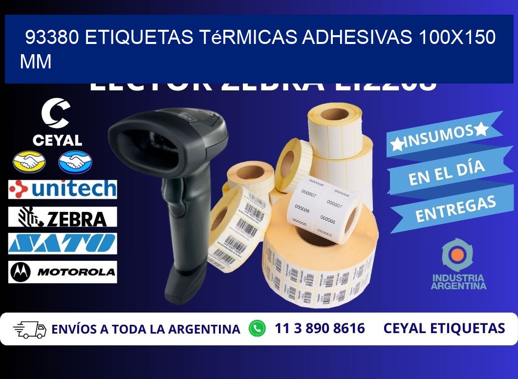 93380 etiquetas térmicas adhesivas 100x150 mm