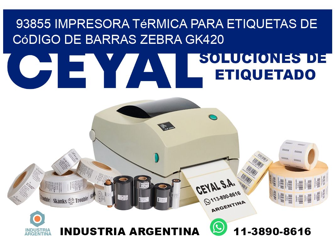 93855 impresora térmica para etiquetas de código de barras Zebra GK420