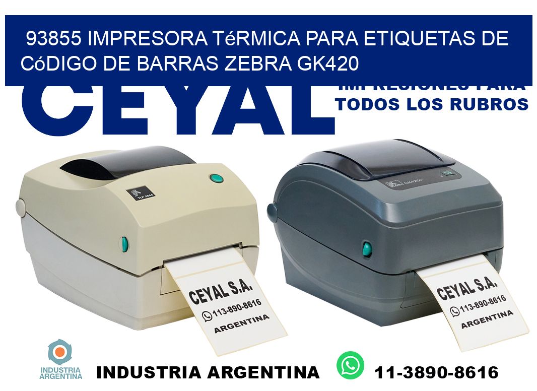 93855 impresora térmica para etiquetas de código de barras Zebra GK420