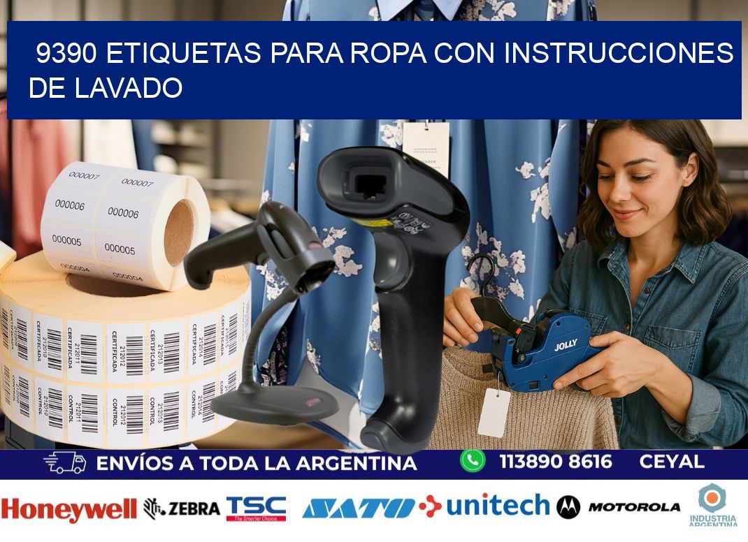 9390 etiquetas para ropa con instrucciones de lavado