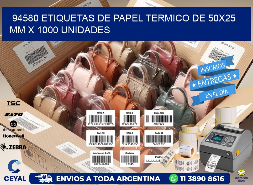 94580 Etiquetas De Papel Termico De 50x25 Mm X 1000 Unidades